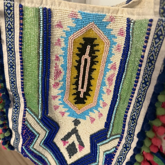 Embellished Tribal Hand Beaded Tote Bag - Picture 2 of 5